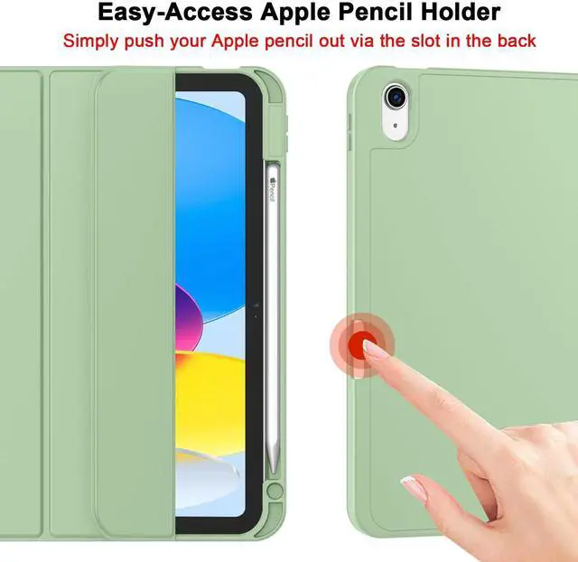 Alt view image 3 of 5 - ZryXal iPad (A16) Case/iPad 10th Generation Case [11-Inch 2025/10.9 Inch 2022] with Pencil Holder, Smart Cover with Soft TPU Back [Support Auto Wake/Sleep] (Matcha Green)