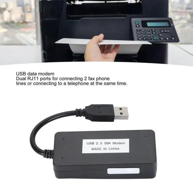 Alt view image 2 of 5 - USB 2.0 Fax Modem, External V.90 56K Dial Up USB Analog Fax Modem, USB to Telephone Jack, RJ11 Ports Support Caller ID Computer Laptop Fax Modem for for Linux