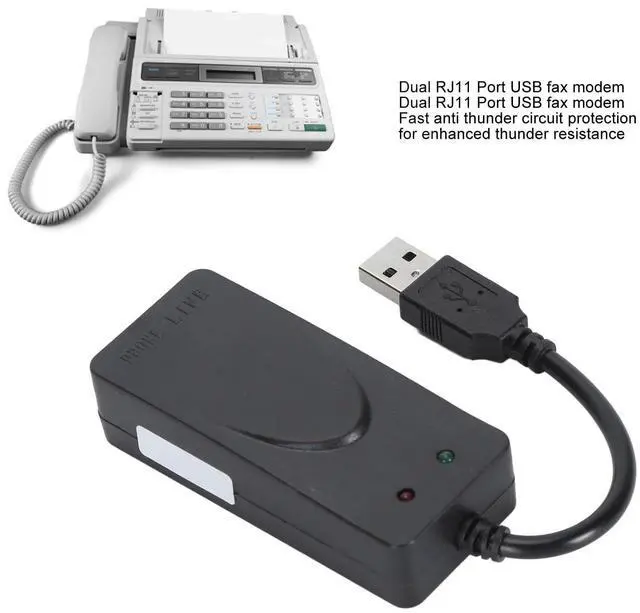 Alt view image 3 of 5 - USB 2.0 Fax Modem, External V.90 56K Dial Up USB Analog Fax Modem, USB to Telephone Jack, RJ11 Ports Support Caller ID Computer Laptop Fax Modem for for Linux