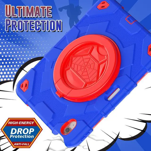 Alt view image 4 of 4 - ZSLVPN Kids Case for iPad Air 11 Inch M3 2025/M2 2024 (Air 6th Generation): Shockproof Protective Case with 360deg Rotating Handle & Stand- Screen Protector- Shoulder Strap- Pencil Holder, Blue/Red