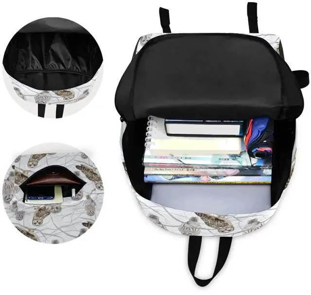 Alt view image 3 of 5 - ZzWwR Winter Tree Branch Owls Polyester Computer Backpack Large Daypack for Business Sport Travel School Bookbags