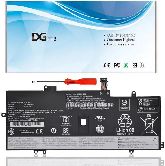Main image of DGFTB L18L4P71 L18C4P71 L18M4P72 Laptop Battery for ThinkPad X1 Yoga 4th 5th Gen / X1 Carbon 7th 8th Gen Series SB10K97642 02DL005 SB10K97643 02DL006 02DL004 SB10K97644 51Wh/3312mAh