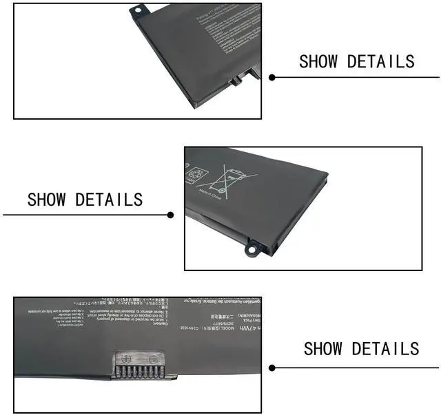 Alt view image 4 of 5 - C31N1636 0B200-02580100 0B200-02580000 0B200-02580200 Laptop Battery Replacement for Asus VivoBook Pro 15 N580V N580VN NX580VD NX580VD7300 NX580VD7700 Series Notebook(11.49V 47Wh 4165mAh)