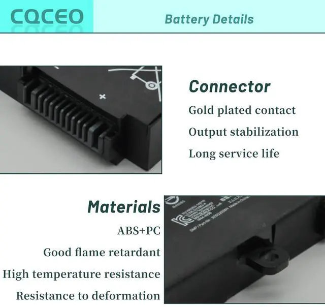 Alt view image 2 of 5 - CQCEO BTY-M6H Laptop Battery for MSI GE62 GE63 GE72 GP62 GP72 GL62 GL72 GP63 GE75 GE62VR GE63VR GE72VR GE73 PE60 PE70 Series 3ICR19/65-2 2QC-264XCN 2QD-007XCN 6QC-867XCN 10.86V/51Wh/4730mAh/6-Cell