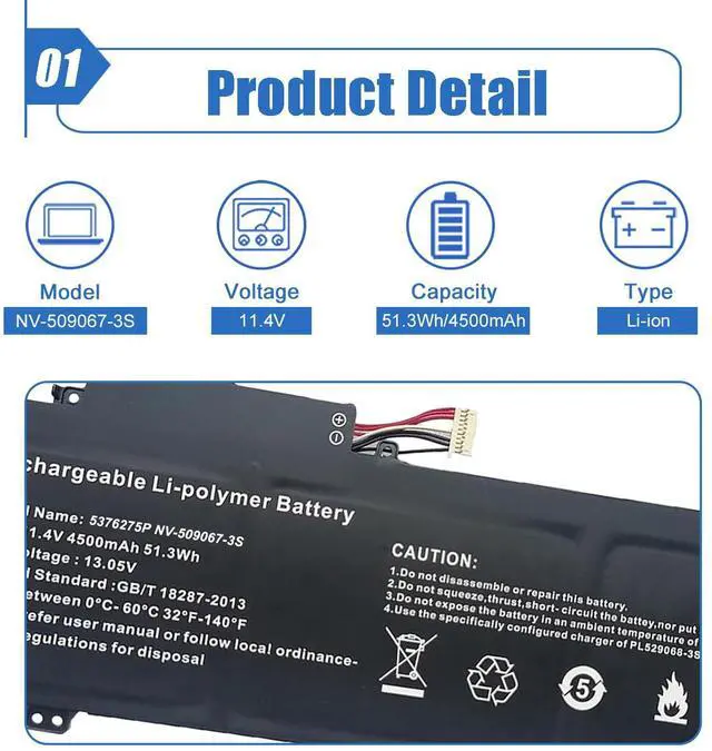 Alt view image 2 of 5 - Dentsing NV-509067-3S Laptop Battery for Gateway GWTN141-10 GWTN141-10BK GWTN141-10BL GWTN141-10GR GWTN141-4 Gwtn141-4bl GWTN141-2BL GWTN141-4bk GWTN156-9SL 5376275P UTL-509068-3S 51.3Wh/4500mAh