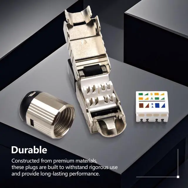 Alt view image 2 of 5 - Itvexeme RJ45 Connectors Tool Free Cat8, Cat8 Field Termination Plug Shielded Modular Plugs for 2000MHz 2GHz 40G, 22AWG-24AWG, Set of 6