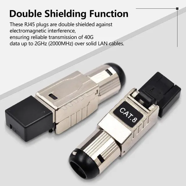 Alt view image 4 of 5 - Itvexeme RJ45 Connectors Tool Free Cat8, Cat8 Field Termination Plug Shielded Modular Plugs for 2000MHz 2GHz 40G, 22AWG-24AWG, Set of 6