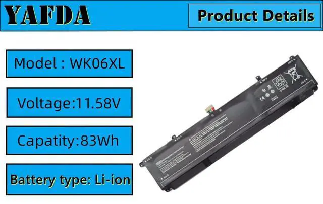 Alt view image 2 of 4 - Yafda WK06XL New Laptop Battery Replacement for HP Omen 16-b0000 16-b0000TX 16-C0000 Omen 7 Plus 17-ck0000 17T-17T-CK100 CTO Series HSTNN-WB0C HSTNN-OB2I M41640-CD1 M41711-005 M41640-AC1
