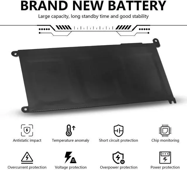 Alt view image 4 of 5 - 3600mAh 42WH WDXOR Laptop Battery for Dell Inspiron Notebook 13 5368 5378 5379 7368 7378 15 5565 5567 5568 5578 7560 7570 7579 7569 17 5765 5767 5770 Series WDX0R FC92N 3CRH3 High Performance 11.4V