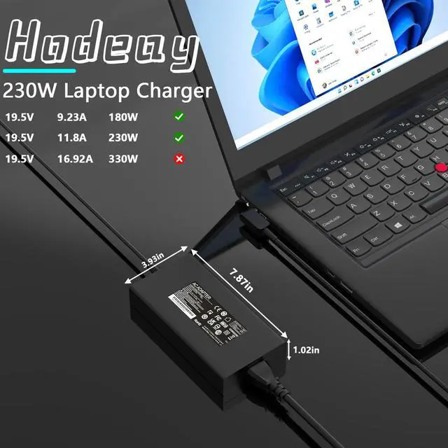 Alt view image 3 of 5 - 230W AC Adapter Charger Compatible with Acer Nitro 14 16 17 Predator Neo/Helios/Triton 300 500 16 14 Series AN14-41 AN16-41 AN17-42 AN17-71 AN17-51 AN17-41 AN16-51 PTN16-51 PH315-53 PH315-54 PT515-52