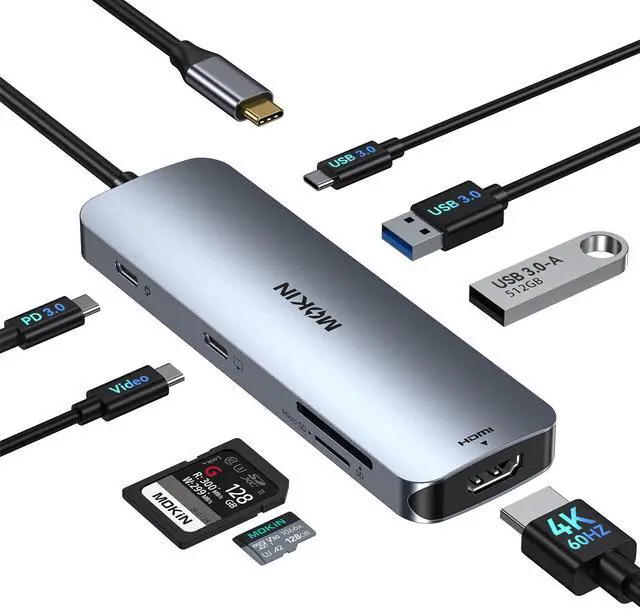 Main image of USB C Video Docking Station Dual Monitor, USB C Dongle, Laptop Docking Station with 4K HDMI, 3 USB 3.0,SD Card Reader,100W PD Charging USBC Hub Multiport Adapter, Laptop Dock for HP/Dell/ASUS