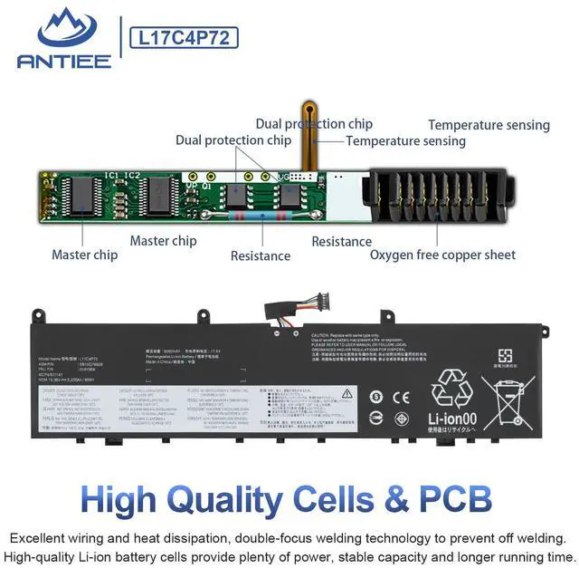 Alt view image 4 of 5 - L17C4P72 80Wh Laptop Battery for Lenovo ThinkPad X1 Extreme 1st Gen/2nd Gen ThinkPad P1 1st Gen/P1 Gen 2 Series L17M4P72 L18M4P71 01AY968 01AY969 01YU911 SB10S57317 SB10Q76929 SB10Q76928 15.36V