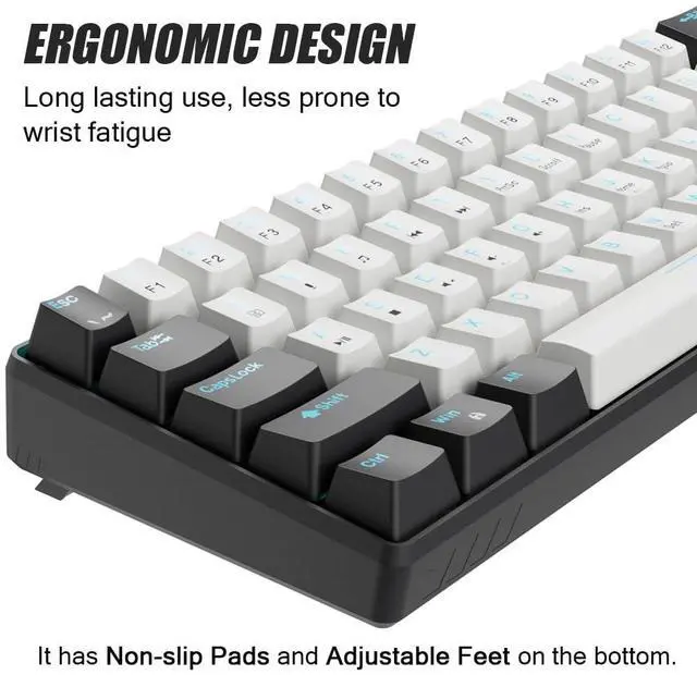Alt view image 5 of 5 - abucow 60% Mechanical Gaming Keyboard Brown Switch Wired Compact Keyboard Anti-Ghosting No-Conflict 61 Swappable keycaps Ergonomic Design for Windows/Mac