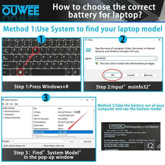 Alt view image 4 of 5 - OUWEE HT03XL Battery for HP L11119-855 Pavilion 15-DA 15-DB 15-DW 15-CS 15-DY 17-by 17-CA 14-CE 14-CF 14-DF 14-DQ 14-DK Series 15-CS0053CL 15-DA0014DX HSTNN-UB7J 11.55V 41.9Wh