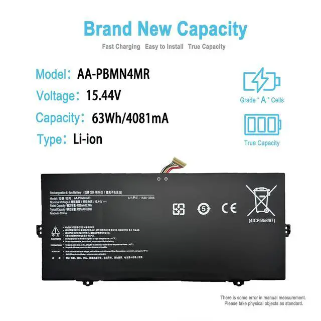 Alt view image 2 of 5 - TAICROWNE 63Wh AA-PBMN4MR Replacement Laptop Battery for Samsung Galaxy Book Pro 360 NP930XDB NP930XDB-KH NP930XED Galaxy Book2 Pro 13 NP930QED-KJ2US NP930QED-KA1CA Series 4081mAh 15.44V