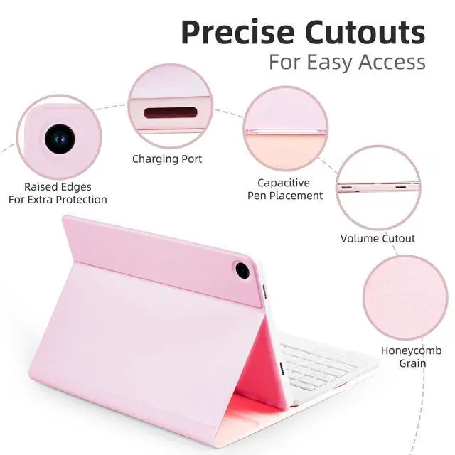 Alt view image 3 of 5 - EAMPANG Case with Keyboard Mouse for Samsung Galaxy Tab A9 Plus 11 inch (SM-X210/X215/X216/X218),7 Color Rainbow Backlight Detachable USB-C Keyboard Magnetic Case with Pen Slot for Tablet A9+ 5G Pink