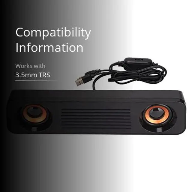 Alt view image 3 of 5 - Estink Wired Desktop Speaker, ABS 60Hz-20kHz 360 Degree HiFi Stereo Subwoofer USB Powered 3.5mm Plug Portable Desktop Long Speaker for Home Audio TV Computer Tablet