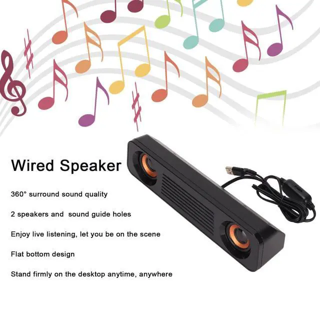 Alt view image 5 of 5 - Estink Wired Desktop Speaker, ABS 60Hz-20kHz 360 Degree HiFi Stereo Subwoofer USB Powered 3.5mm Plug Portable Desktop Long Speaker for Home Audio TV Computer Tablet