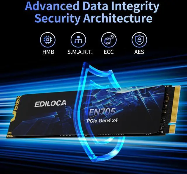 Alt view image 5 of 5 - Ediloca 2TB SSD NVMe M.2 2280 PCIe Gen4 x4 Internal Solid State Drive - Up to 4800MB/s, 2TB SSD PS5 Dynamic SLC Cache, PS5 Compatible for Gaming PC Laptop(EN705)