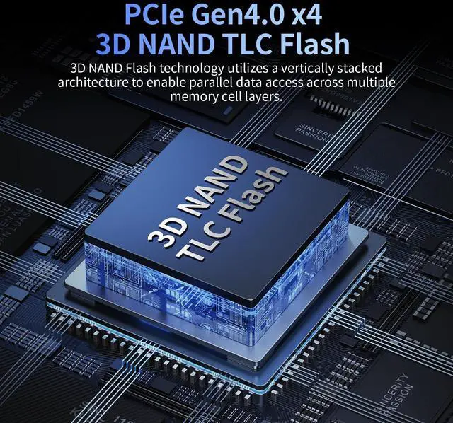 Alt view image 3 of 5 - Ediloca 2TB SSD NVMe M.2 2280 PCIe Gen4 x4 Internal Solid State Drive - Up to 4800MB/s, 2TB SSD PS5 Dynamic SLC Cache, PS5 Compatible for Gaming PC Laptop(EN705)