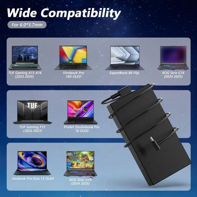 Alt view image 5 of 5 - GKLSPL 330W A21-330P1A Charger Compatible with Asus Strix G16 G18 G614JZR G814 G814JIR G814JVR G814JZR Rog Strix Scar 16 17 18 G634 G634J G634JZ G634JY G733 G834 G834JY G834J (2022-2024)