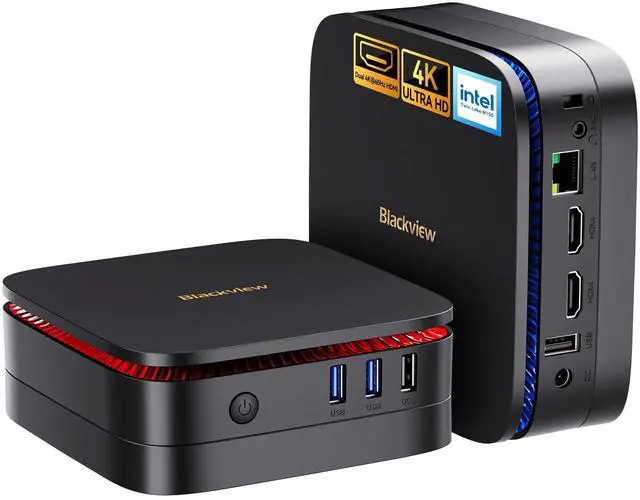 Main image of Blackview MP60 Mini PC with 3-Year Warranty, Intel N150, 16GB DDR4 1TB SSD, W-11 Pro Ultra Compact Tiny Desktop Computer for Home Office Business, Dual HDMI 4K, Wi-Fi 5, Big Fan, LED Light