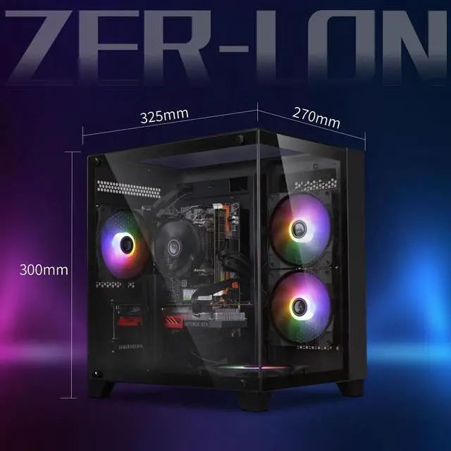 Alt view image 5 of 5 - ZER-LON Prebuilt Gaming PC Desktop, Radeon RX 590 8GB GDDR5, AMD Ryzen 5 5500 up to 4.2GHz, 16G RAM, 1TB NVME SSD, WiFi 5.0, RGB Fan x4