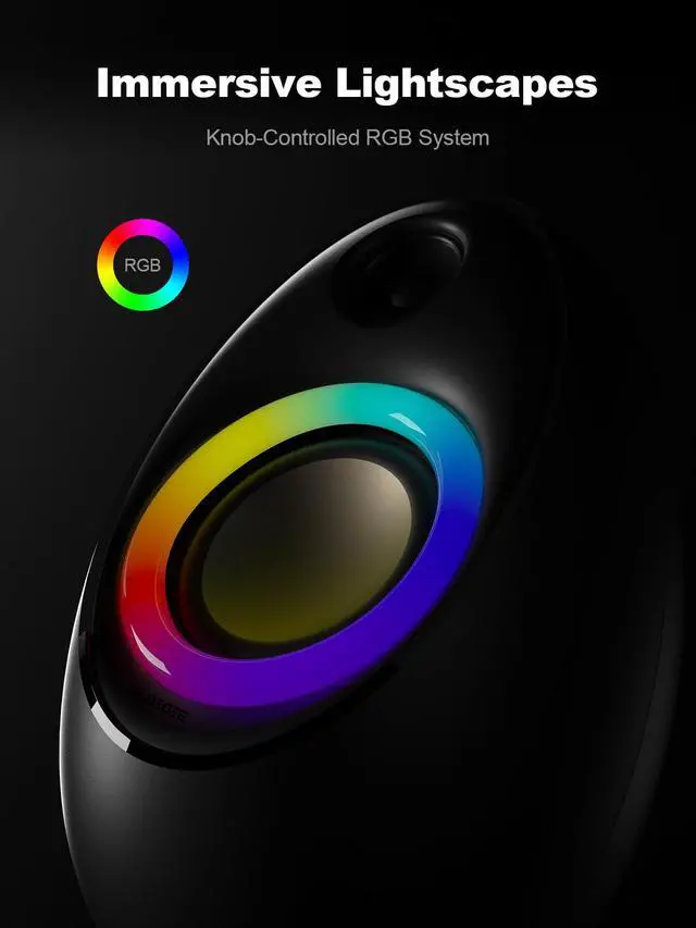 Alt view image 5 of 5 - Bluedee Computer Speakers for Desktop PC, Bluetooth 5.4 Desktop Speakers with 2 Speaker Units, Dynamic RGB Light USB Speaker, USB/Type-C Powered Plug & Play PC Speakers for Desktop, Laptops, Tablet