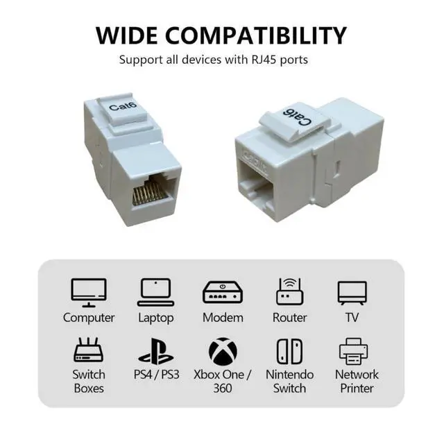 Alt view image 2 of 5 - 25-Pack CAT6 Inline Coupler  RJ45 to RJ45 Connector, Straight Through, White | High-Speed Ethernet Keystone Coupler for Patch Cables