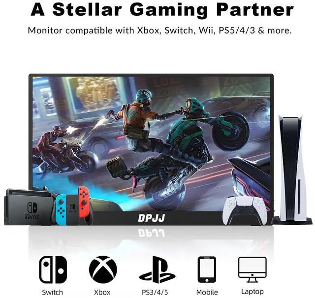 Alt view image 4 of 5 - DPJJ 15.6" Ultra-Thin Portable Monitor with Leather Case, Zero-Frame IPS 1080P Display, USB-C Powered Travel Screen for Laptop/Phone/PS5/Gaming