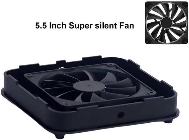 Alt view image 4 of 5 - Mac mini Mount, Mini Cooling Fan Design, Super Strong Wind Modification Chassis, Equipped with 5.5 Inches Silent Fan for Heat Sink, & USB Powered Supply, Black Shell