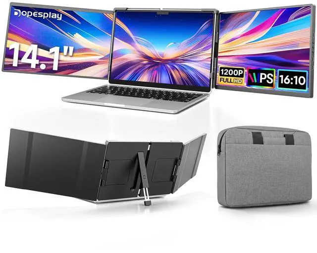 Main image of Dopesplay 14.1" Triple Portable Monitor | FHD 1920x1200 IPS Laptop Screen Extender | HDMI/Type-C/USB, Plug & Play | Fits 14"-17" Laptops, Compatible with Mac/Windows/Chrome/Switch