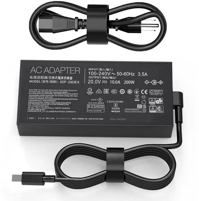 Alt view image 2 of 5 - New 200W Adapter fit for Asus ROG Zephyrus/TUF G16 G14 A16 A14 (2024 2025) GA605 GU605 GA605WV GA605WI GA403 FA401U FA401 FA401W Asus ProArt PX13 P16 hn7306 H7606 ADP-200JB K Gaming Laptop Charger