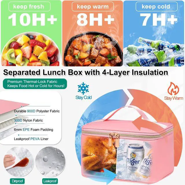 Alt view image 3 of 5 - Yunkevivo Lunch Backpack for Women, 15.6 Inch Laptop Backpack for Womens Stylish Nurse, Teacher Work Back pack with Lunch Box Insulated Backpacks Cooler for Women Men Travel Camping Picnics