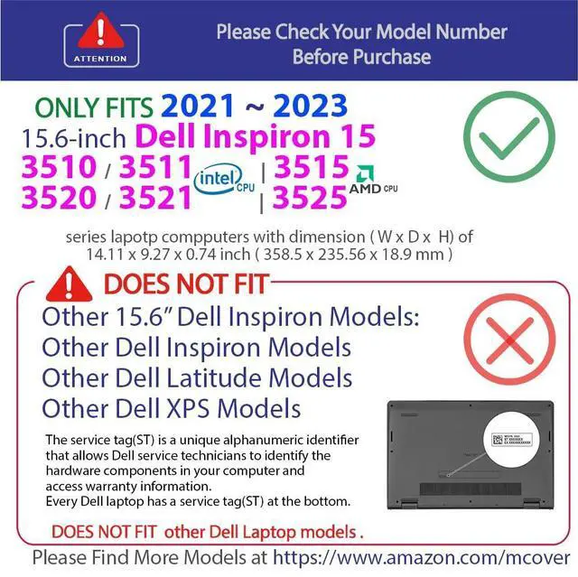 Alt view image 4 of 5 - mCover Case Compatible ONLY for 2021-2023 15.6" Dell Inspiron 15 3510 3511 3515 3520 3521 3525 Series Laptop Computer (NOT Fitting Other Dell Models) - Red