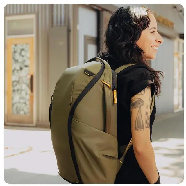 Alt view image 2 of 5 - Peak Design Everyday Backpack Zip 20L, Kelp, 270-Degree Zip, Dual Side Pockets, FlexFold Dividers, Fits 15" Laptop, For Camera Carry, Daily Commutes or Travel, Versatile Backpack for Men and Women