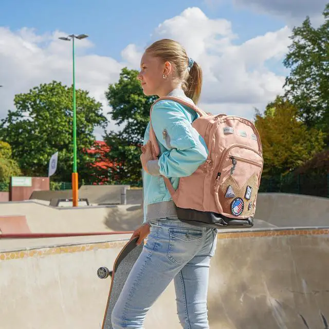 Alt view image 2 of 5 - Swissdigital Design Cool Backpack, Stylish School Laptop Backpack with Fun Personalized Patches Fits 16 Inch Notebook, Travel Bag Pefect for Boys & Girls, Mocha Brown| BERIKON - Includes 3 Patches