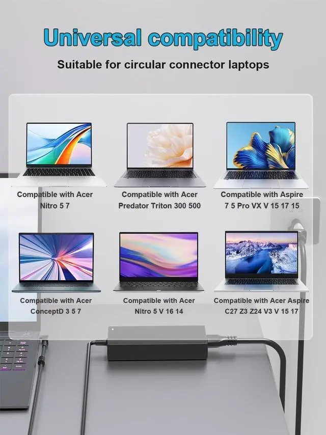 Alt view image 2 of 5 - HSXIRQA 180W Charger Compatible with Acer Nitro 5 7 V16 V14 V15 V17 AN517 AN515 AN715 Series AN517-54 AN517-53 AN517-55 AN517-51 AN517-41 AN517-42 AN515-58 AN515-57 AN515-56 AN515-45 AN715-52 Laptop