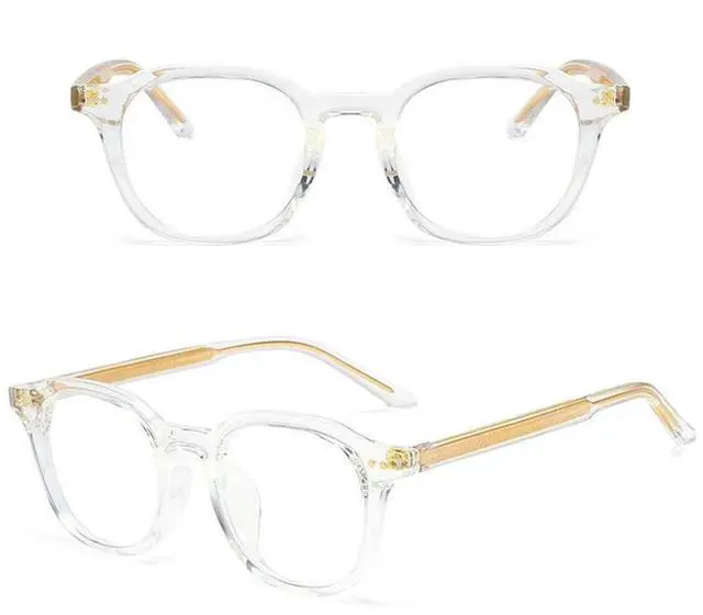 Main image of BETSION Anti Blue Light Blocking Glasses Vintage Acetate Square Eyeglass Frames Light Full Rim Unisex Computer Eyeglasses (Crystal)