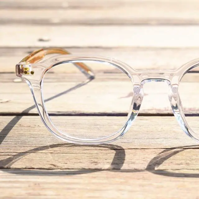 Alt view image 4 of 5 - BETSION Anti Blue Light Blocking Glasses Vintage Acetate Square Eyeglass Frames Light Full Rim Unisex Computer Eyeglasses (Crystal)