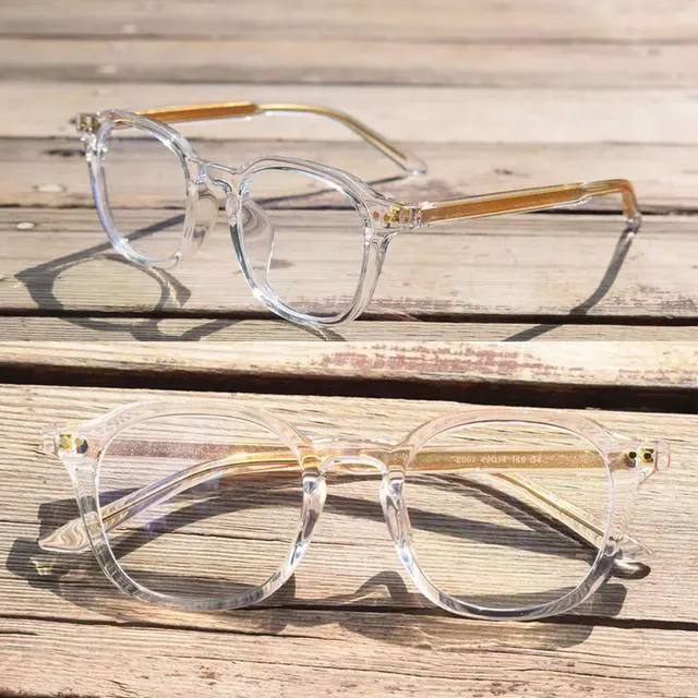 Alt view image 5 of 5 - BETSION Anti Blue Light Blocking Glasses Vintage Acetate Square Eyeglass Frames Light Full Rim Unisex Computer Eyeglasses (Crystal)