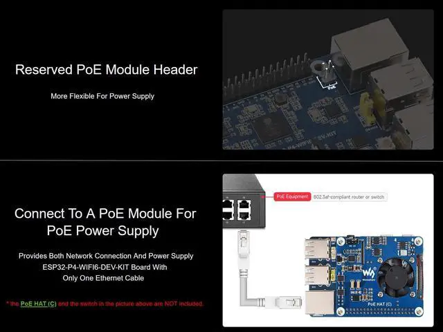 Alt view image 4 of 5 - ESP32-P4-WIFI6 Dev Kit Based on ESP32-P4 and ESP32-C6, Support Wi-Fi 6 & BLE 5, Onboard MIPI-CSI, MIPI-DSI, USB 2.0 OTG, Ethernet, SDIO 3.0 TF Card Slot, PoE Module Header, Microphone, etc.
