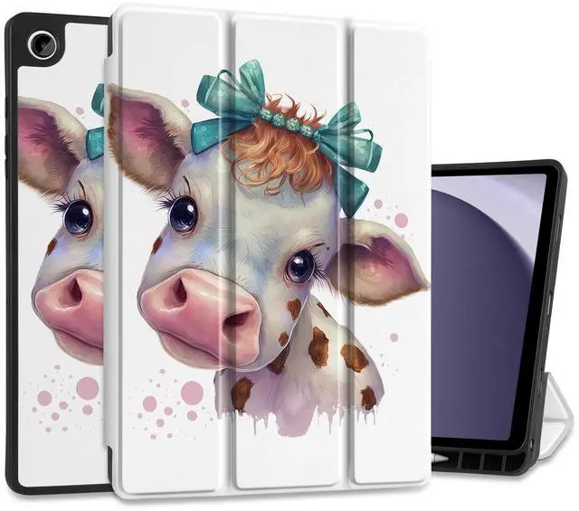 Main image of MEEgoodo Case for Samsung Galaxy Tab A9 Plus 11 inch Cover 2024 2023 with S Pen Holder, A9+ Smart Tablet Cases with Leather Trifold Stand+Soft TPU Back Shell+Smart Auto Wake/Sleep, Baby Cow