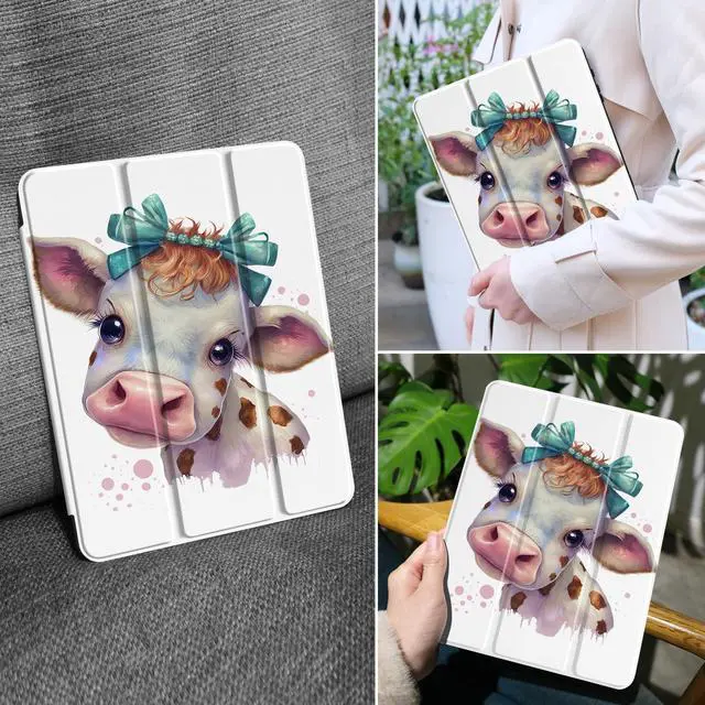 Alt view image 5 of 5 - MEEgoodo Case for Samsung Galaxy Tab A9 Plus 11 inch Cover 2024 2023 with S Pen Holder, A9+ Smart Tablet Cases with Leather Trifold Stand+Soft TPU Back Shell+Smart Auto Wake/Sleep, Baby Cow