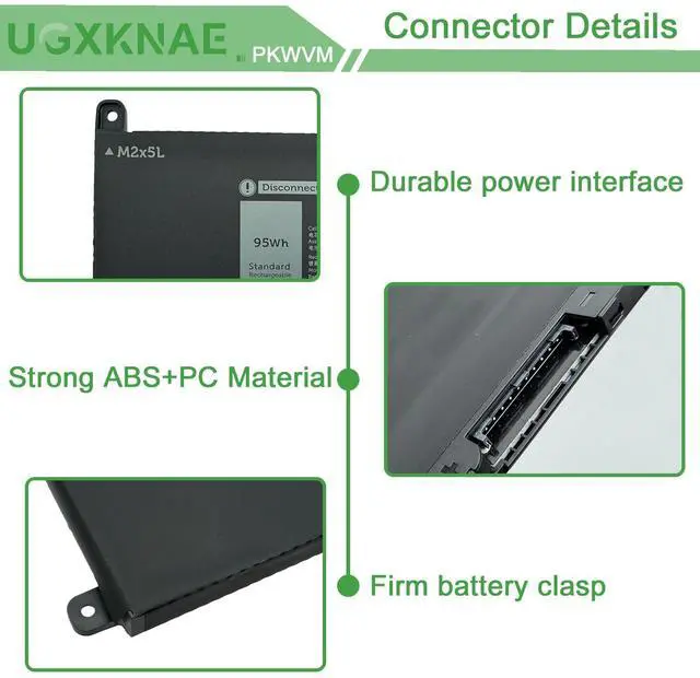 Alt view image 3 of 5 - UGXKNAE PKWVM Laptop Battery Replacement for Dell Precision 7550 7560 7750 7760 Mobile Workstation P44E P93F P44E001 C903V CR72X 0CR72X 0447VR 068N03 453-BBCQ 95Wh