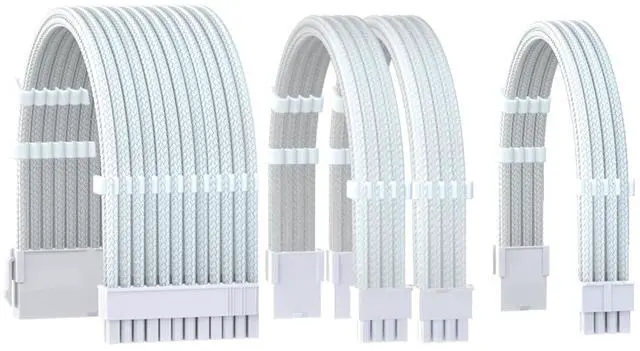 Main image of Formulamod 16AWG PSU Extension Power Supply Cable Kit for GPU/CPU, 24 PIN/(6+2) PIN/(4+4) PIN Cable Management, 11.8inch with Combs(White,WTP)