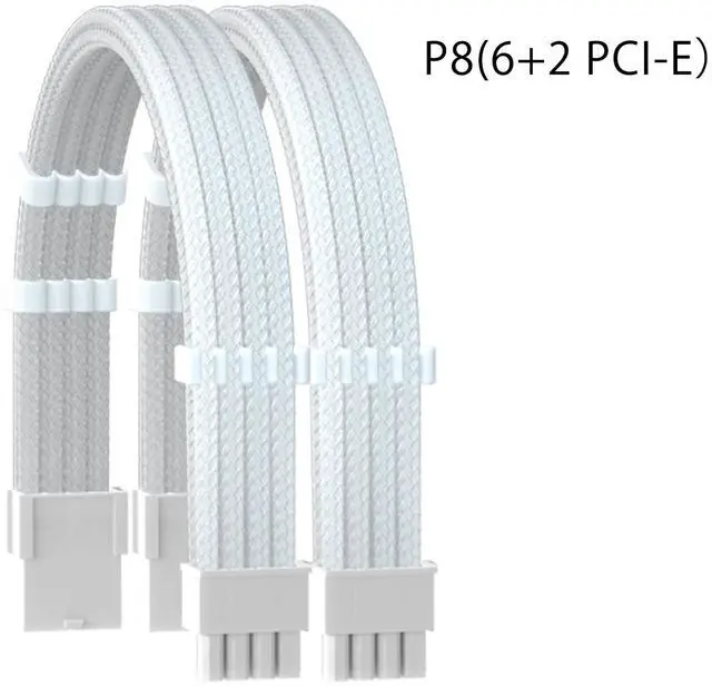 Alt view image 3 of 5 - Formulamod 16AWG PSU Extension Power Supply Cable Kit for GPU/CPU, 24 PIN/(6+2) PIN/(4+4) PIN Cable Management, 11.8inch with Combs(White,WTP)