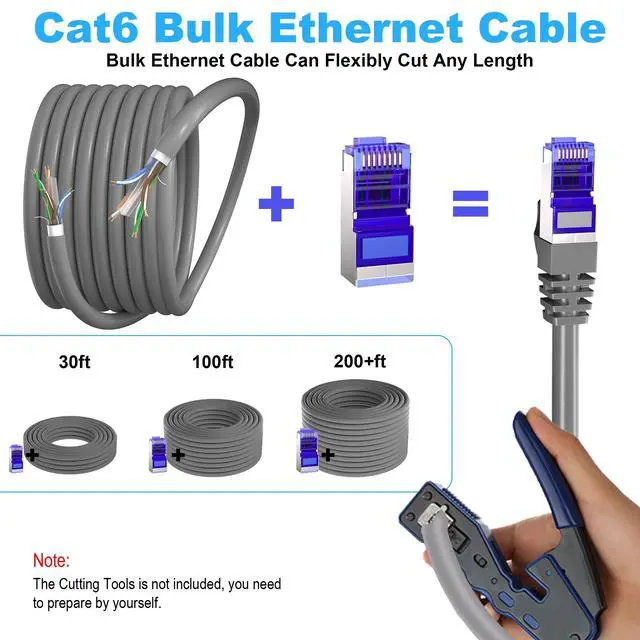Alt view image 3 of 5 - Cat 6 Outdoor Ethernet Cable 400ft (20 RJ45), 23AWG Shielded Ethernet Cable, Cat 6 Bulk, FTP, Waterproof, Direct Burial, In-Ground, UV Resistant, Network, LAN, Internet, Cat6 Cable - 400 Feet, Grey