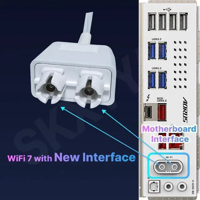 Alt view image 5 of 5 - for GIGABYTE WiFi 7 Magnetic Antenna 2.4G 5G 6G WiFi 6E WIFI7 for GIGABYTE X870 Series X870E X870I PC Desktop Computer Motherboard with New Interface White