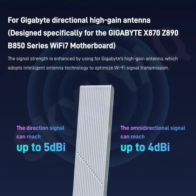 Alt view image 4 of 5 - for GIGABYTE WiFi 7 Magnetic Antenna 2.4G 5G 6G WiFi 6E WIFI7 for GIGABYTE X870 Series X870E X870I PC Desktop Computer Motherboard with New Interface White